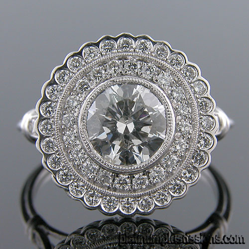 1186-1 Custom designed Vintage inspired Micro Pave diamond double halo mount