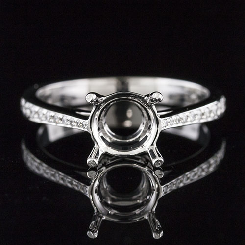 1600 1 Traditional style graduated Pave set diamond tapered shank platinum engagement ring semi mount 1600 1 Platinum Plus Designs manufacturers of antique reproduction jewelry Micro Pave bands and Fr...