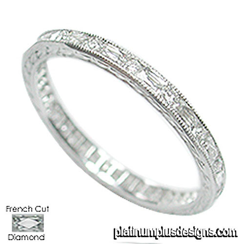 544b 103 Vintage Inspired French Cut Baguette Diamond Platinum