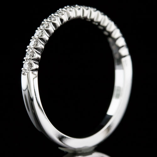 Mid Century-inspired Fishtail-set diamond 18K white gold high polish wedding band 1158WHX-101P
