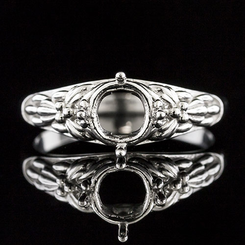 1620-1 Art Nouveau-inspired floral pattern platinum engagement ring semi mount
