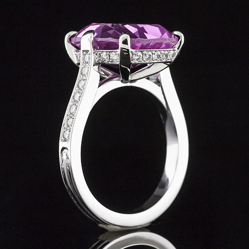 1496-1 Cathedral shank Pave set diamond Modern Vintage platinum engagement ring semi mount - Click Image to Close