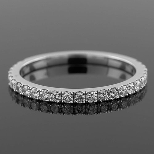 1299WT-101P Contemporary groove set diamond platinum three-quarter stone wedding band