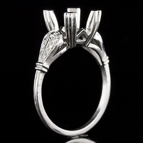 1628-1 Curved shank Transitional-style Pave set diamond engagement ring semi mount