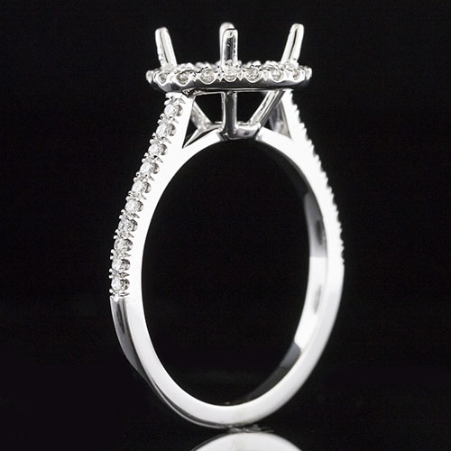 1490AGR2-1 Double gallery Modern Vintage-inspired groove set diamond platinum semi mount engagement ring