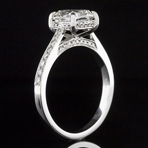 1636-1 Graduated Pave-set diamond Art Deco-inspired tapered shank platinum engagement ring semi mount