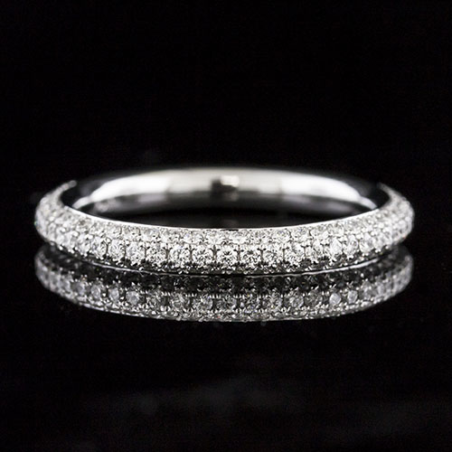 PPD260-101P High dome 3-row Micro Pave-set diamond platinum eternity wedding band - Click Image to Close