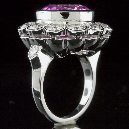 1390-1 Jumbo round diamond halo and Pave set diamond Modern Vintage-inspired platinum engagement ring semi mount