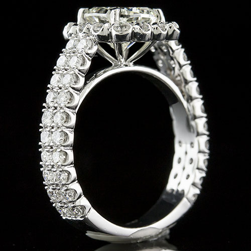 1419-1 Modern Vintage-inspired Groove set diamond halo boxed and flower 18K gold high set center engagement ring
