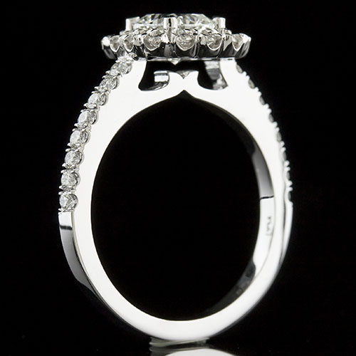 1433-1 Modern Vintage-inspired fishtail-set and groove-set diamond platinum engagement ring semi mount