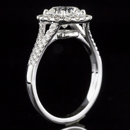 1456-1 Modern Vintage design split-shank groove set diamond halo engagement ring semi mount - Click Image to Close