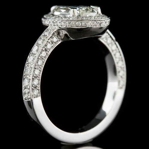 1431-1 Pave set diamond pillow-halo Art Deco-inspired platinum engagement ring semi mount