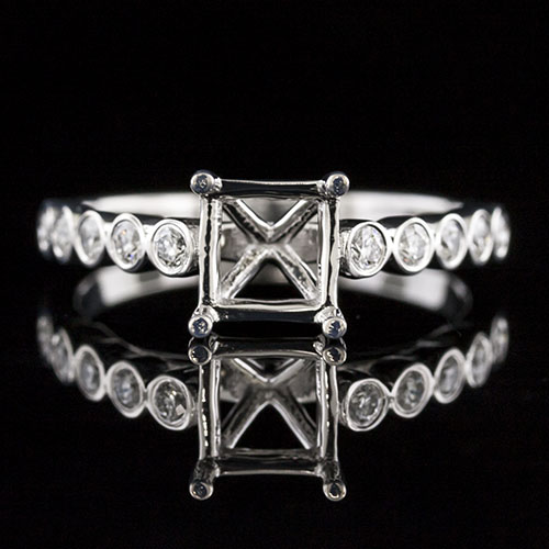 1634-1 Reproduction Modern Vintage bezel-set diamond platinum engagement ring semi mount