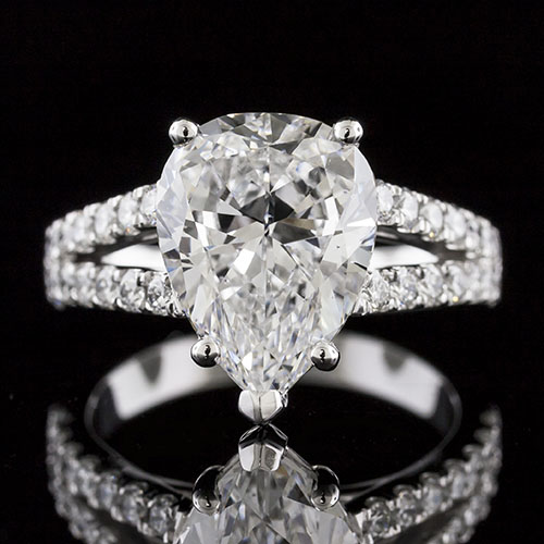 1627P-1 Split shank Modern Vintage groove-set diamond platinum engagement ring semi mount