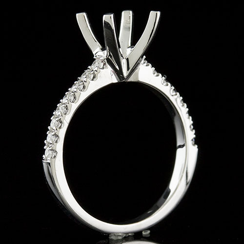1435-1 Traditional 4-prong groove-set diamond shank platinum engagement ring semi mount