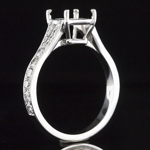 1609-1 Transitional Pave set diamond split shank platinum engagement ring semi mount - Click Image to Close