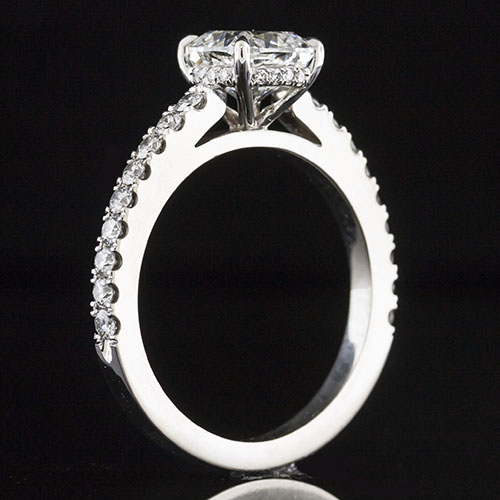 1607-1 Transitional groove-set diamond platinum engagement ring semi mount