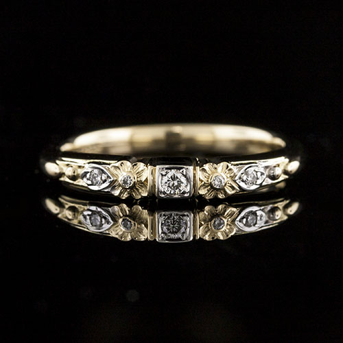 1637WY-101P Victorian-inspired floral motif diamond two-tone 18K gold wedding eternity ring 1637WY-101P Victorian-inspired floral motif diamond two-tone 18K gold wedding eternity ring