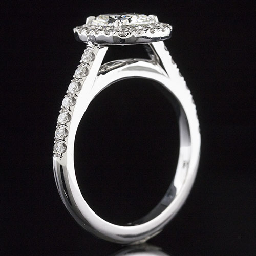 1454-1 Vintage-inspired flush fit groove-set diamond halo engagement ring semi mount