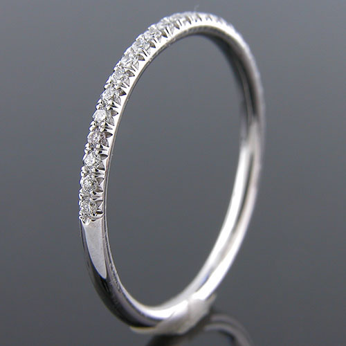 Micro prong set 1.5mm-thin platinum half-stone wedding and guard band 062H-101P - Click Image to Close