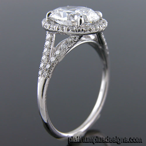 1167-1 Platinum diamond semi mount engagement ring setting