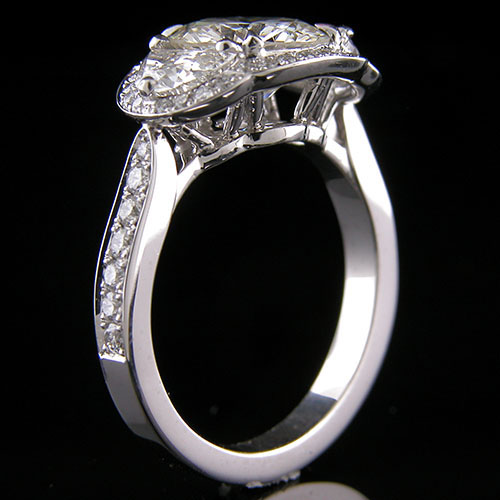 1187-1 Transitional fancy moon-shaped and Pave set diamond platinum engagement ring semi mount