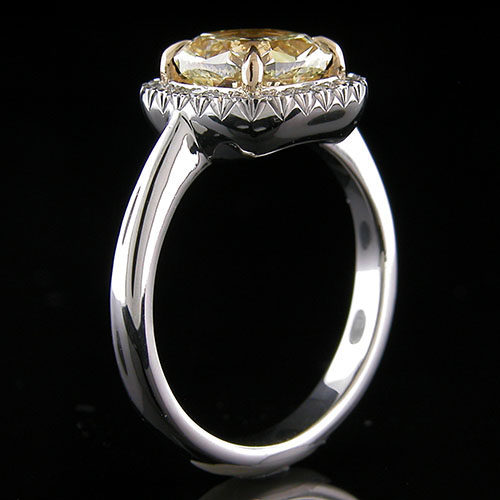 1196-1 Modern Retro Vintage-inspired cutdown-set diamond platinum and 18K yellow gold engagement ring semi mount - Click Image to Close