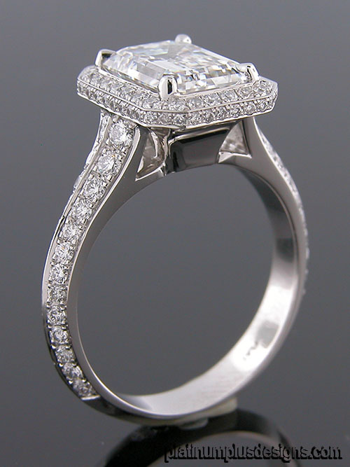 1250-1 Micro Pave diamond platinum Vintage inspired engagement ring setting - Click Image to Close