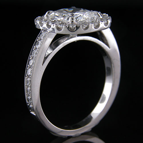 1254-1 Custom designed Pave set and groove set diamond platinum mount - Click Image to Close