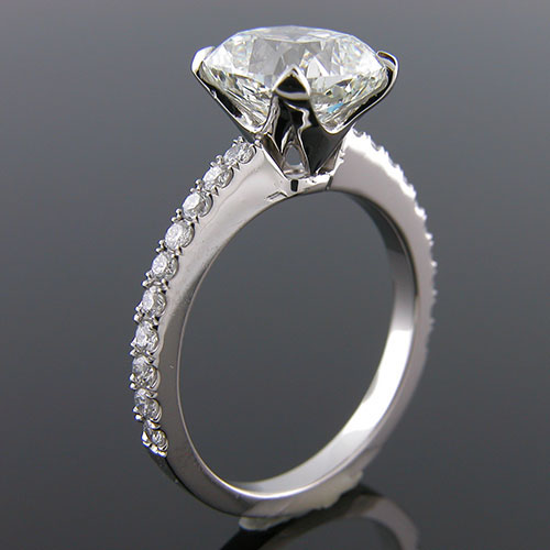 1262-1 Custom designed Micro common prong set diamond platinum semi mount - Click Image to Close