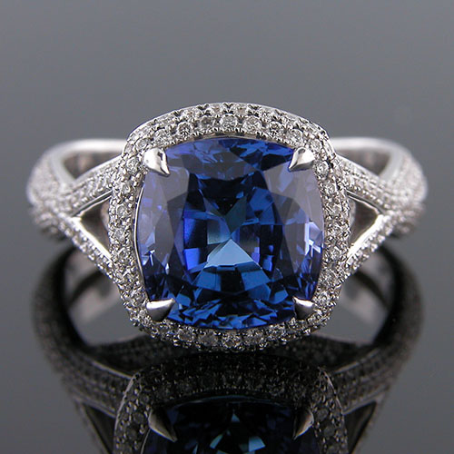 1325-1 Dramatic vintage inspired Micro Pave set diamond encrusted platinum engagement ring semi mount