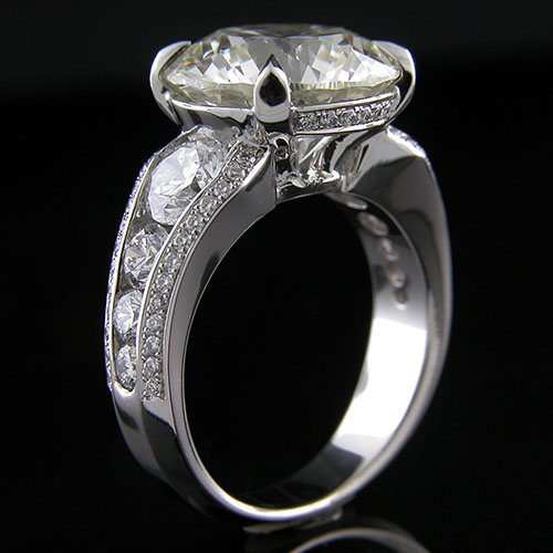 1327-1 Dramatic Mid-century inspired large round & Pave set diamond platinum engagement ring semi mount - Click Image to Close