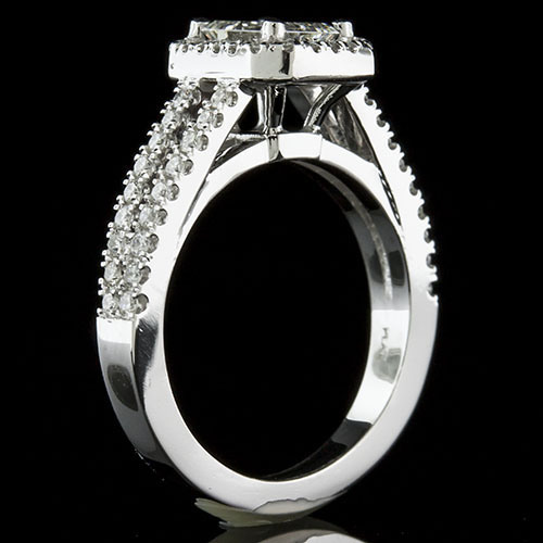 1392-1 Art Deco-inspired split shank groove-set diamond cut-cornered halo platinum engagement ring semi mount - Click Image to Close
