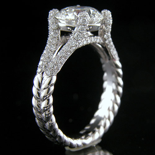 1396-1 Transitional Micro Pave set diamond encrusted split shank engagement ring semi mount