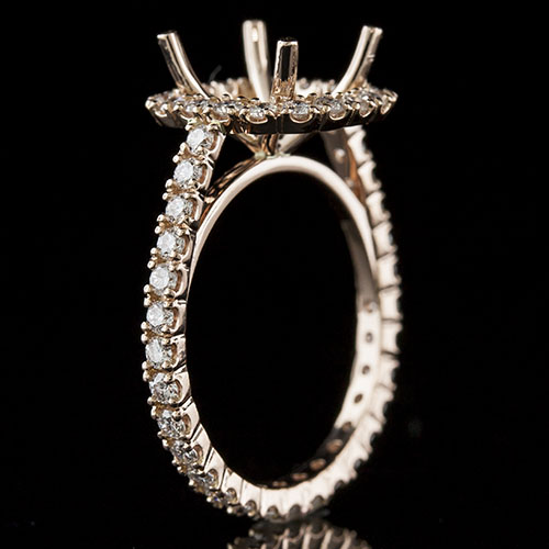 1400PG-1 Modern Vintage-inspired prong set diamond square profile boxed pink rose gold engagement ring semi mount