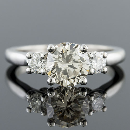 1409-1 Traditional 3-stone high polish platinum engagement ring semi mount