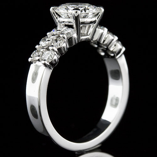 1416-1 Modern Vintage-inspired common prong-set double row diamond engagement ring semi mount