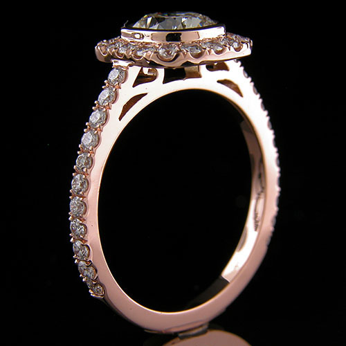1299-1 Contemporary groove set diamond 18K pink gold Flush-fit semi mount - Click Image to Close