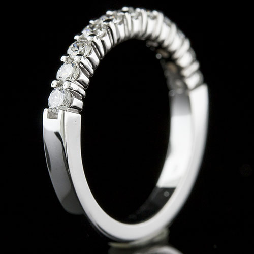 Mid Century-inspired common prong set diamond platinum squared-shank wedding band PPD237-101P