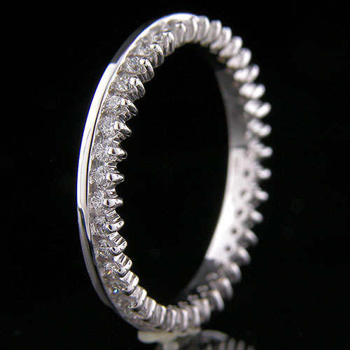 593-101P Single row flush fit Micro prong set diamond platinum wedding eternity band - Click Image to Close
