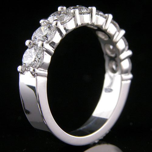 PPD152W-101P Sleek 8 stone large diamond platinum half-stone wedding band - Click Image to Close