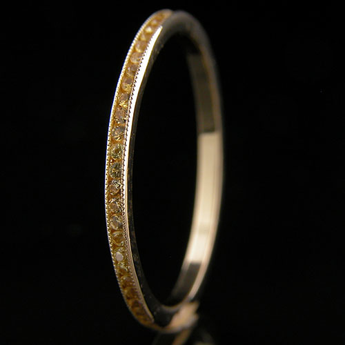 055Y-501P Ultra thin channel set round yellow sapphire18K yellow gold wedding eternity band