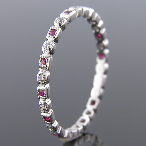 700S-320P Ultra thin fancy shaped French cut ruby and diamond platinum Mini Mania - Click Image to Close